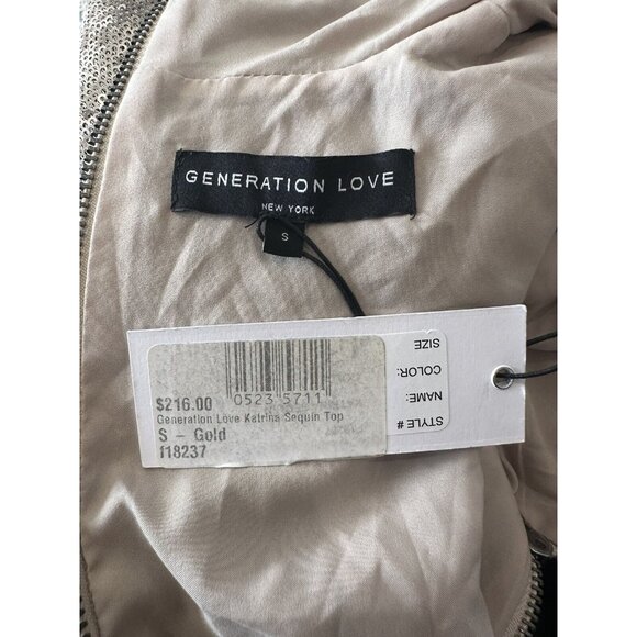 Generation Love Katrina Sequin Top S Gold Long Sleeve - Picture 6 of 8